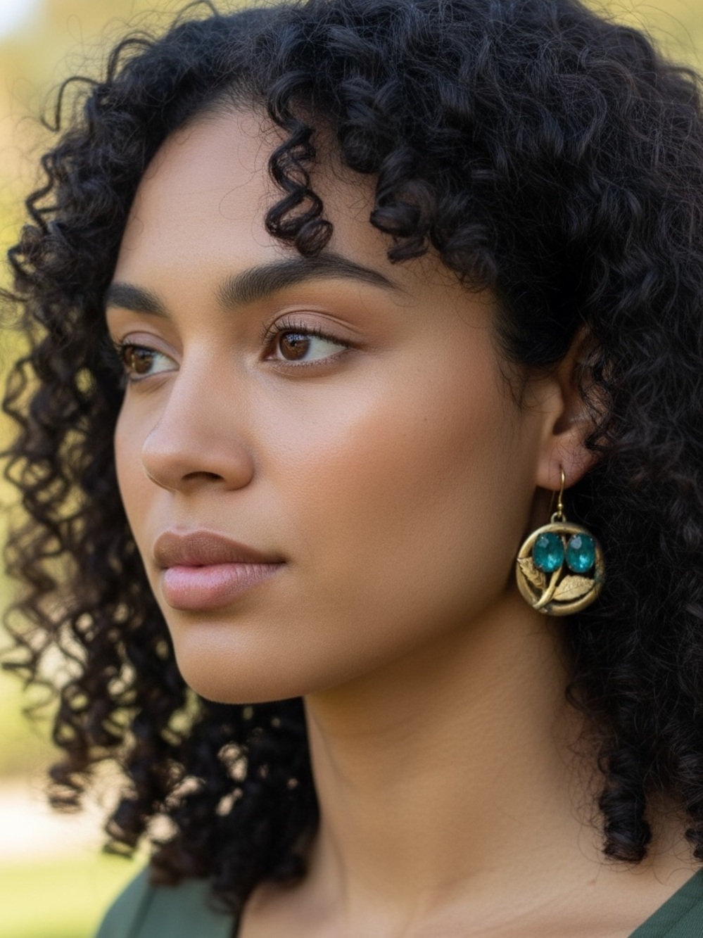 Vintage Gold & Blue Flower Jewel Earrings